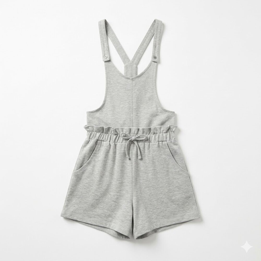 Habitual Kids Girls Grey Knit Shorts Romper Jumper Overalls Size 12 Cross Back